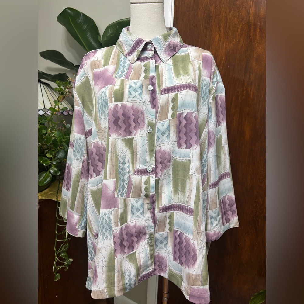 Allison Daley Pastel Patchwork Blouse